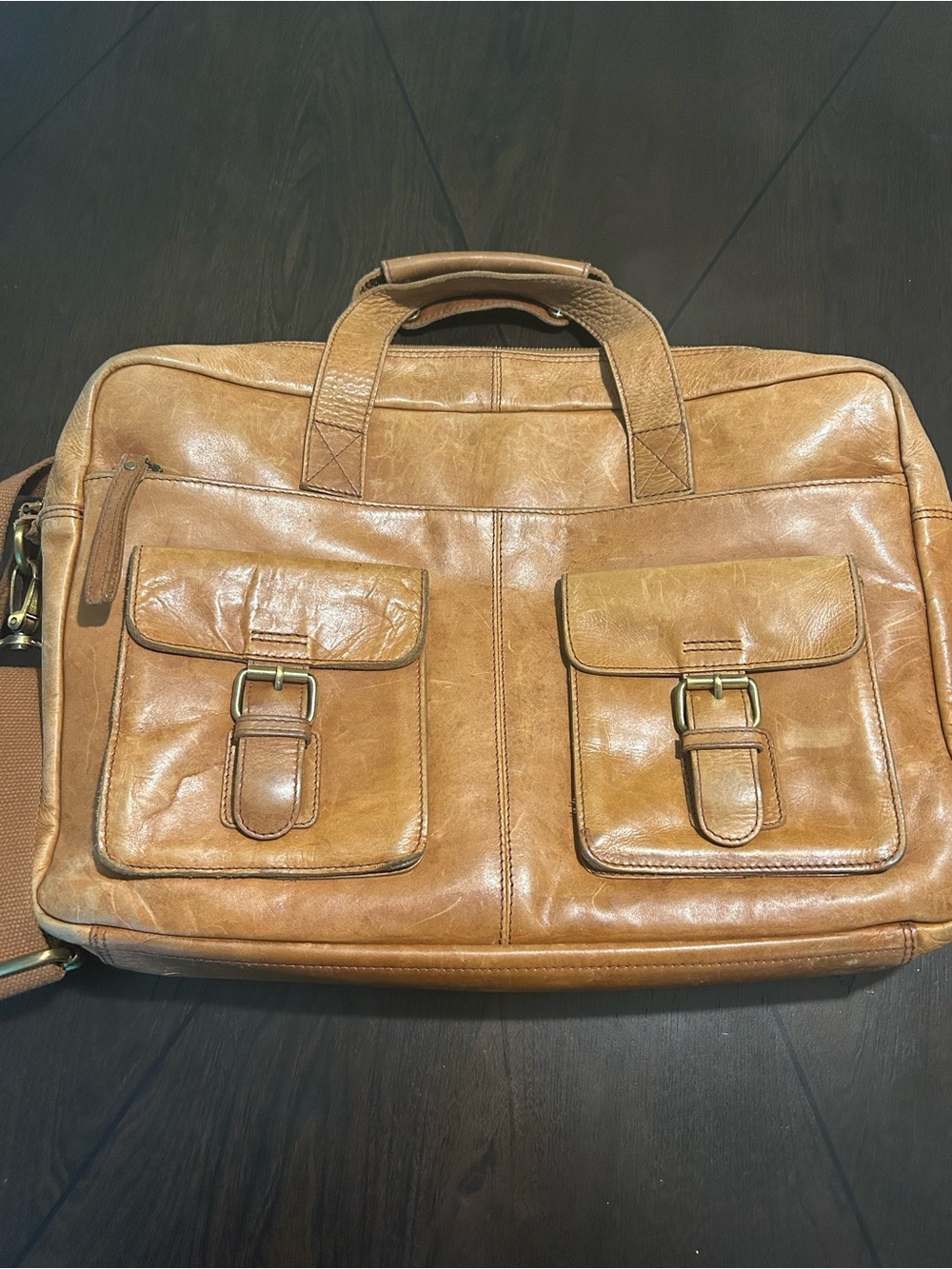 Rawlings Tan Leather Laptop Briefcase